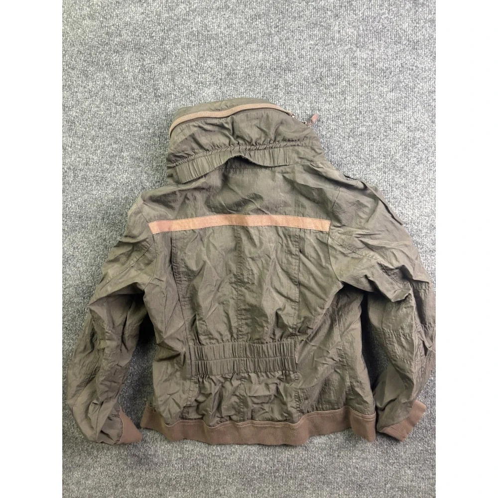 Sandwich Windbreaker Jacket Womens 38 Olive Green Zip Up Hidden Hood Utility - Picture 6 of 7